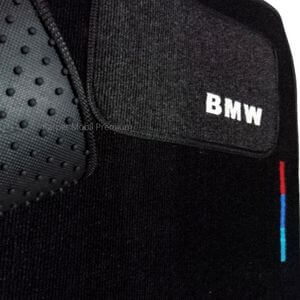 Karpet BMW E39 Bahan Beludru Premium Warna Hitam Logo Tulisan BMW dan M Colour