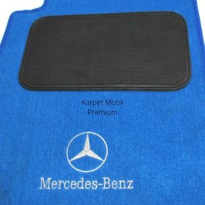 Karpet Mobil Mercedes Benz C-Class W202 Bahan Beludru Premium Warna Biru Logo Bintang Mercedes Benz, 2 Baris